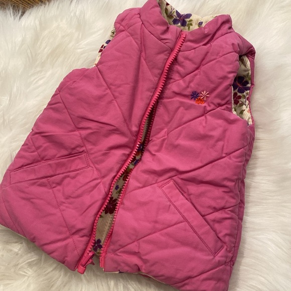 2T Inside out double pink or floral corduroy vest with double pockets. - Picture 4 of 5